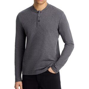 Hugo Boss Men's Long Sleeve BOSS Ribbed Jersey Henley Tee Shirt Slim Fit Grey